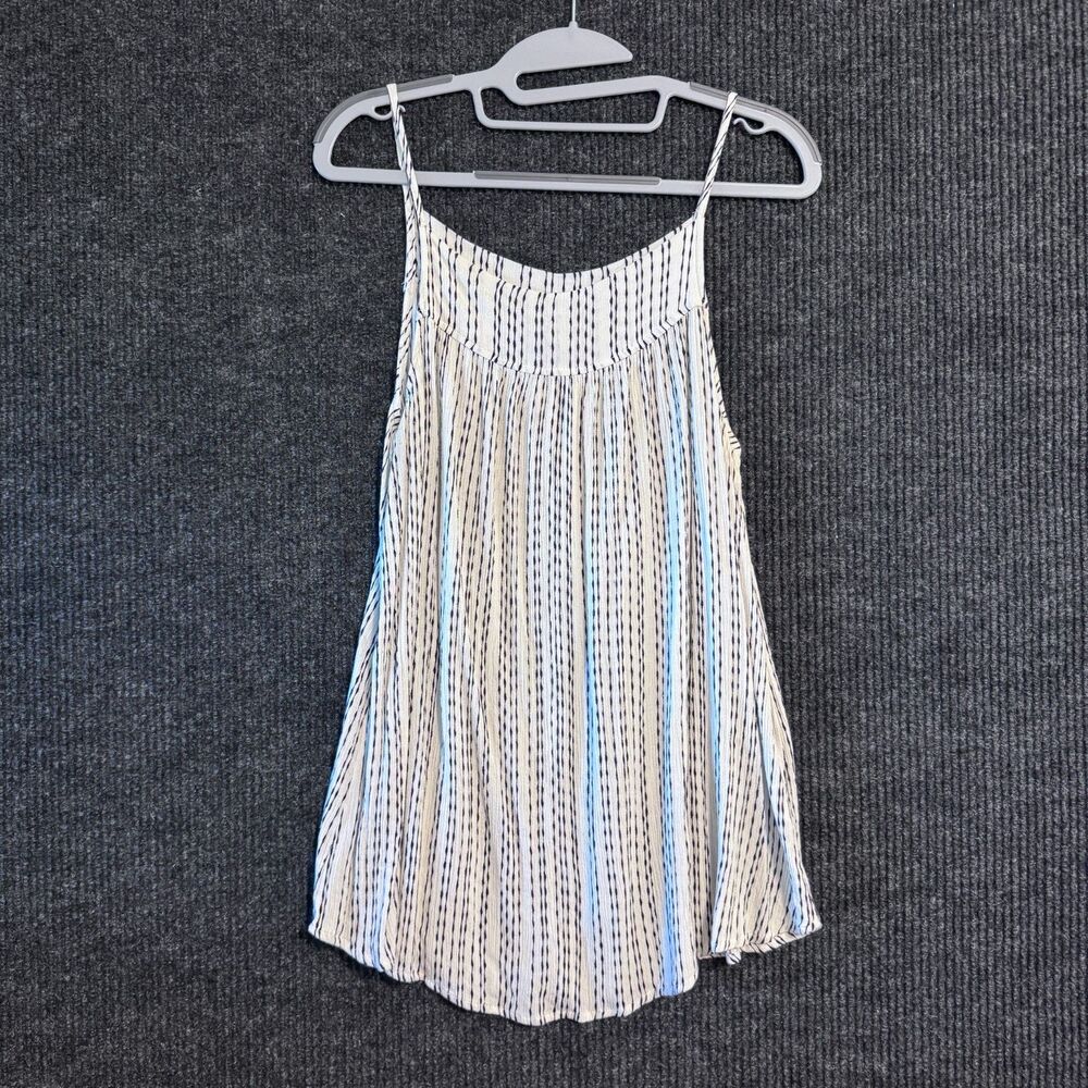 Final Touch Cream Black Striped Swing Tank Top Size M